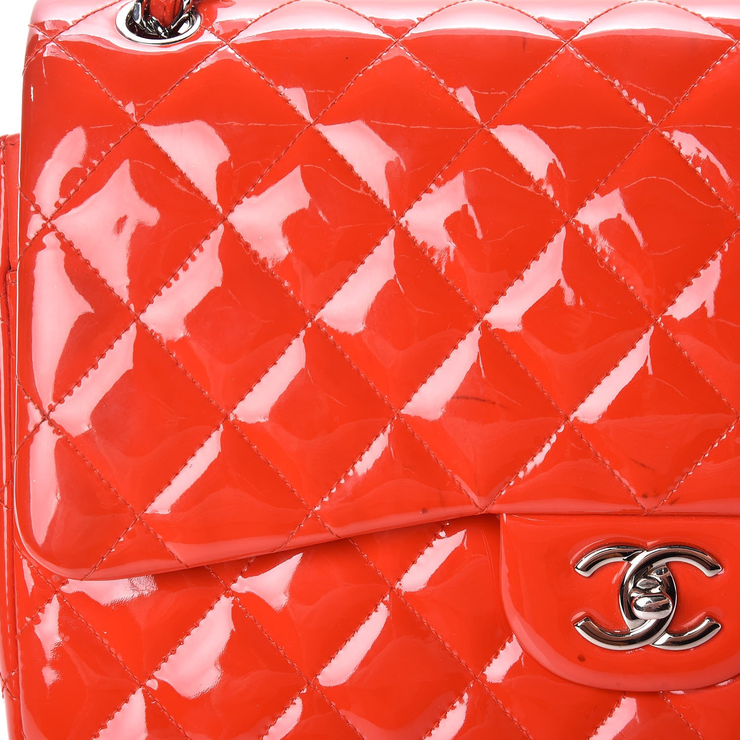 Chanel Patent Quilted Jumbo Double Flap Red 11 of 21