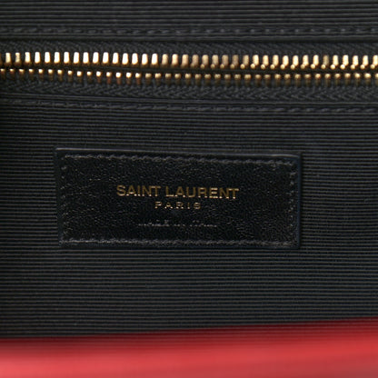Saint Laurent Grain De Poudre Matelasse Chevron Large Monogram Satchel Lipstick Red 6 of 9