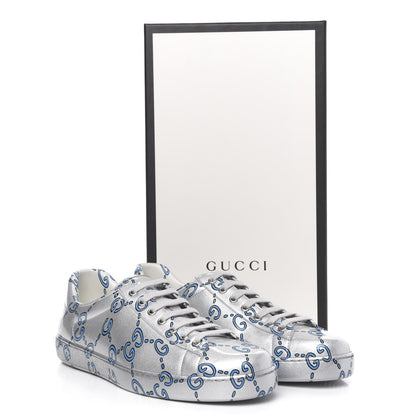 Gucci Miro Rubber Wax GucciGhost Print Mens New Ace Sneakers 9 Silver 9 of 9
