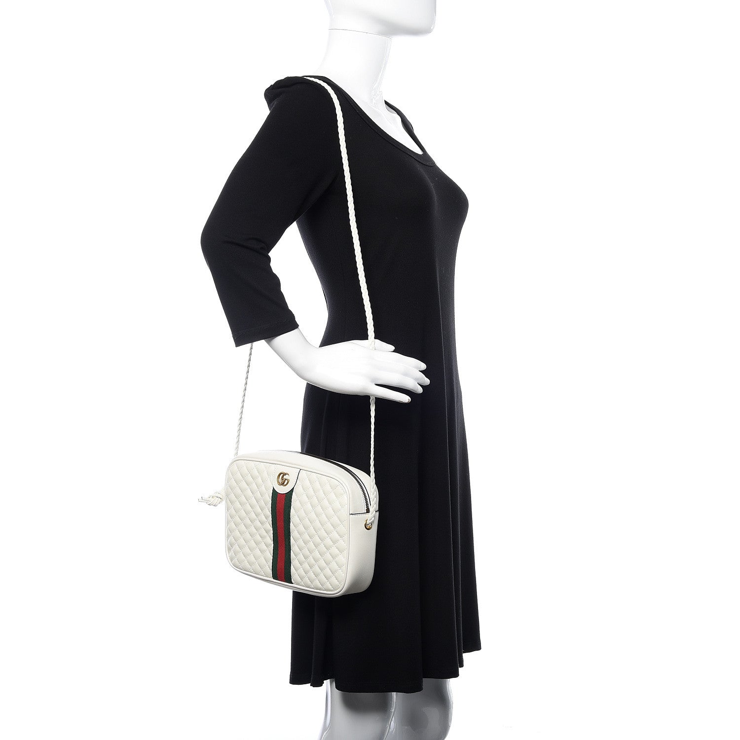 Gucci Calfskin Web Trapuntata Small Shoulder Bag Off White 2 of 9