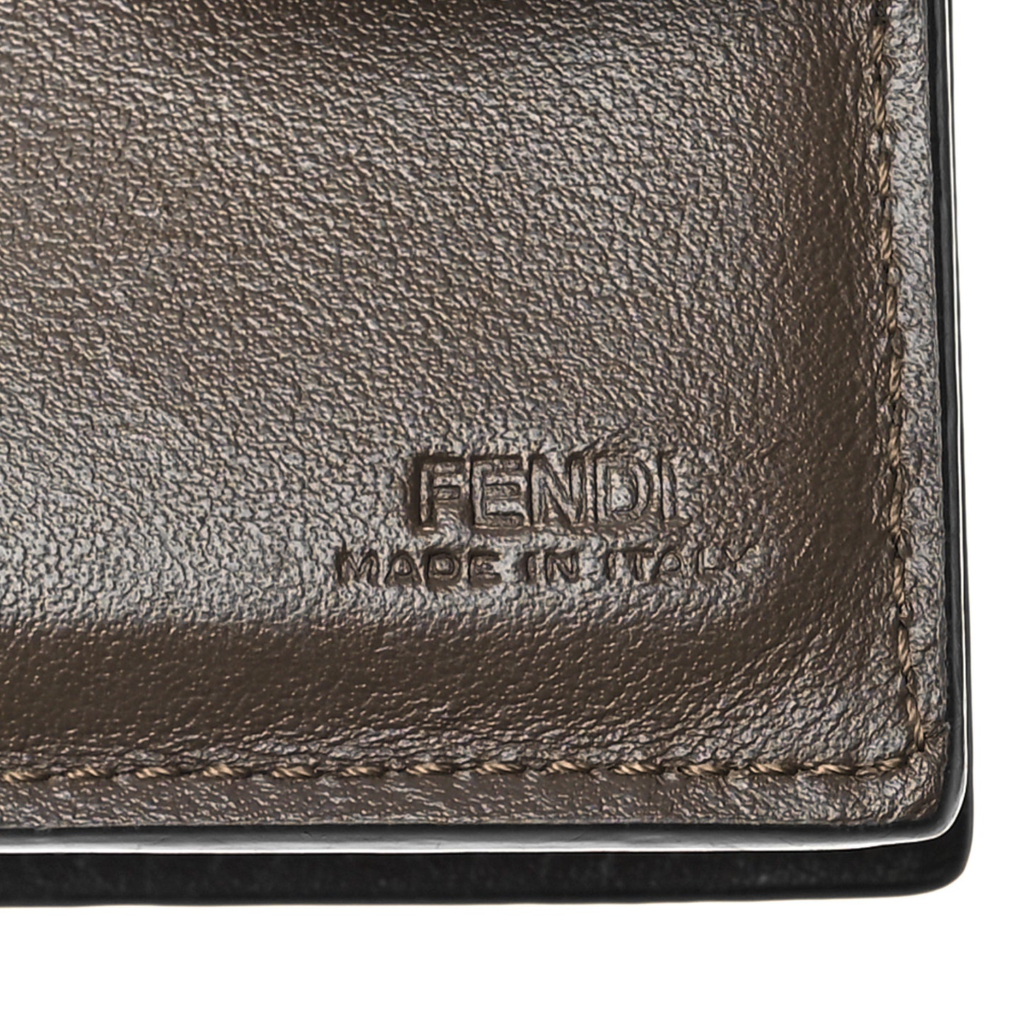 Vitello Soft F is Fendi Bi-Color FF 1974 Embossed Compact Wallet Maya Black