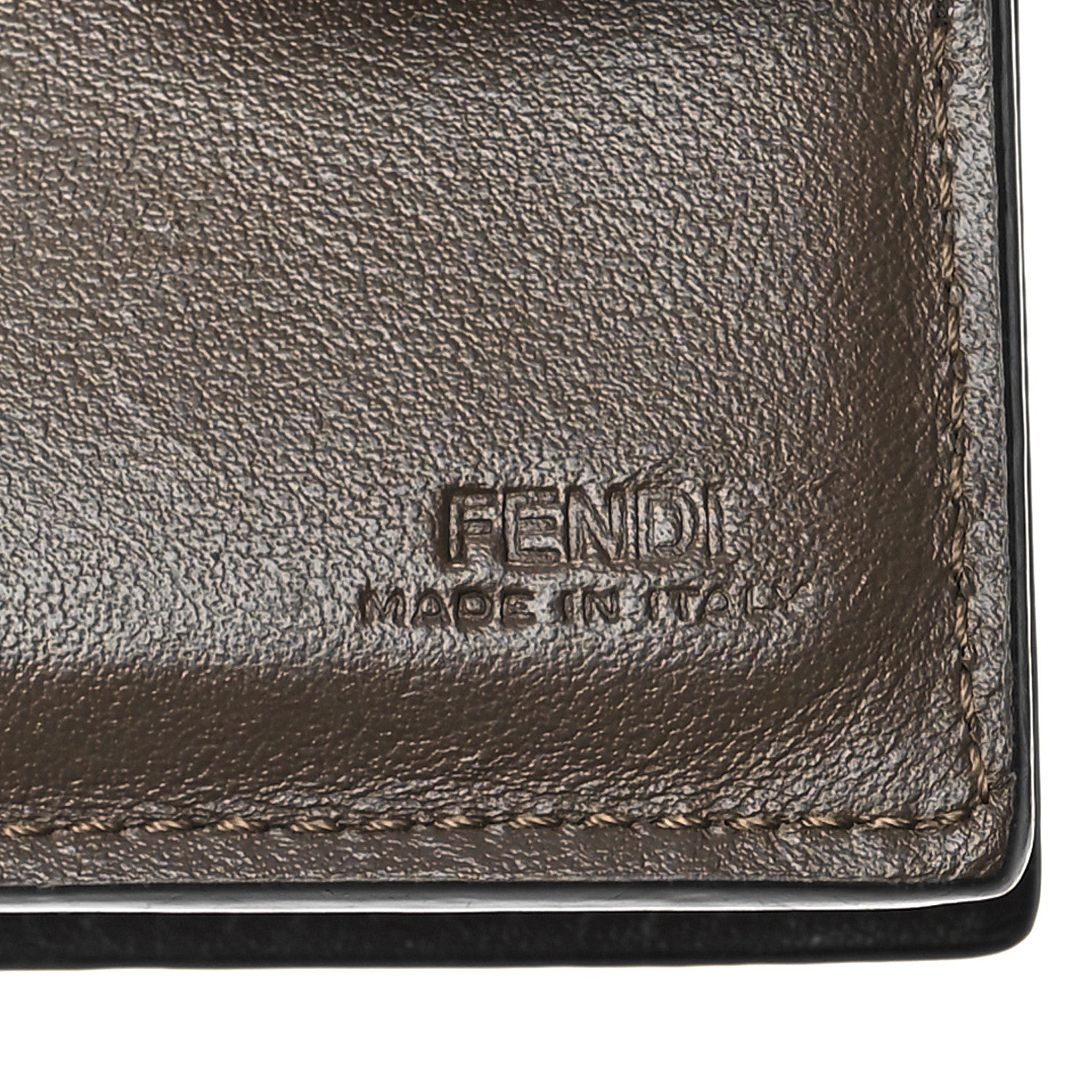 Fendi Vitello Soft F is Fendi Bi-Color FF 1974 Embossed Compact Wallet Maya Black 6 of 9