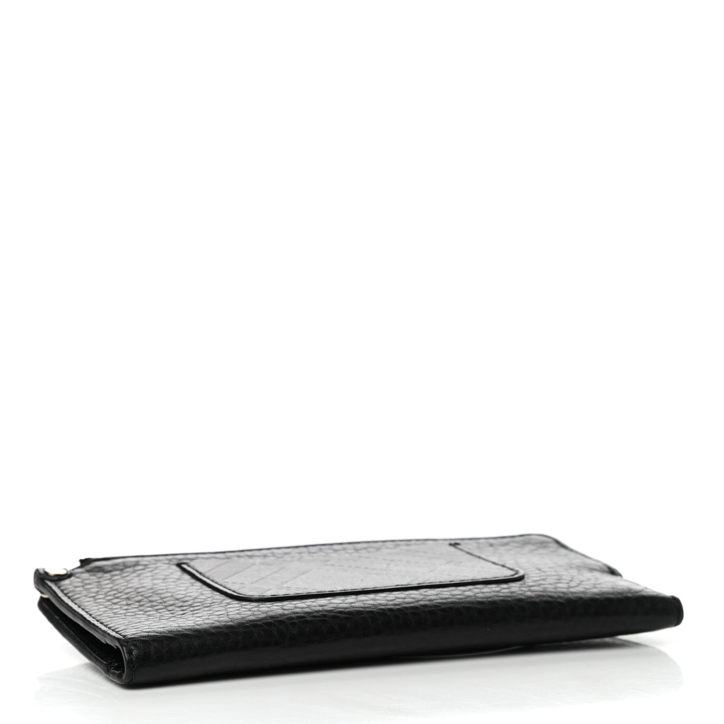 Signature Grain Calfskin Check Embossed Zip Wallet Black