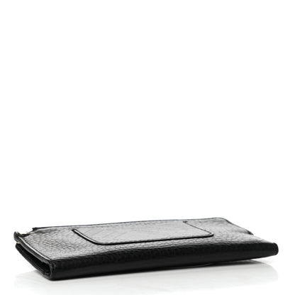 Burberry Signature Grain Calfskin Check Embossed Zip Wallet Black 4 of 11