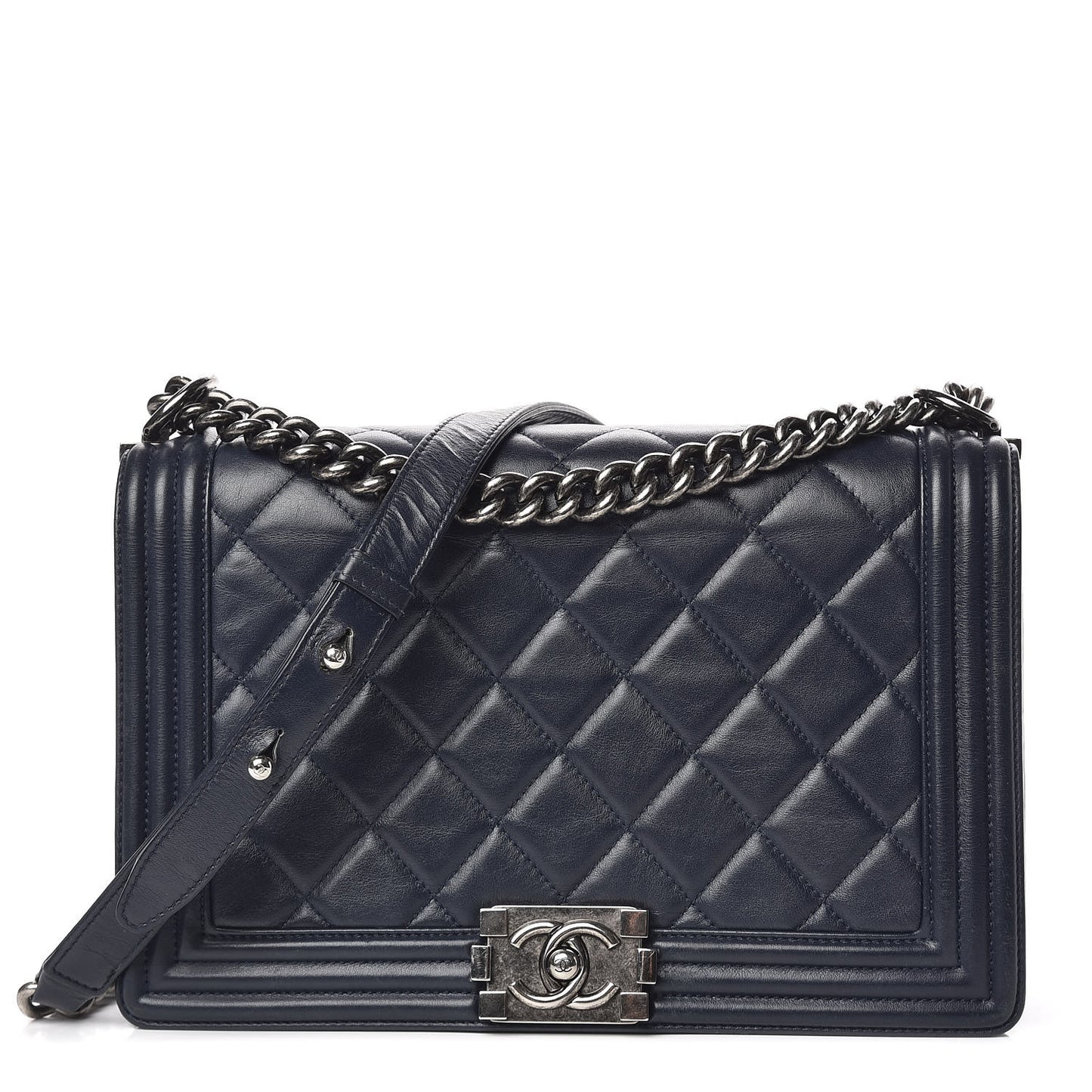 Lambskin Quilted New Medium Boy Flap Navy