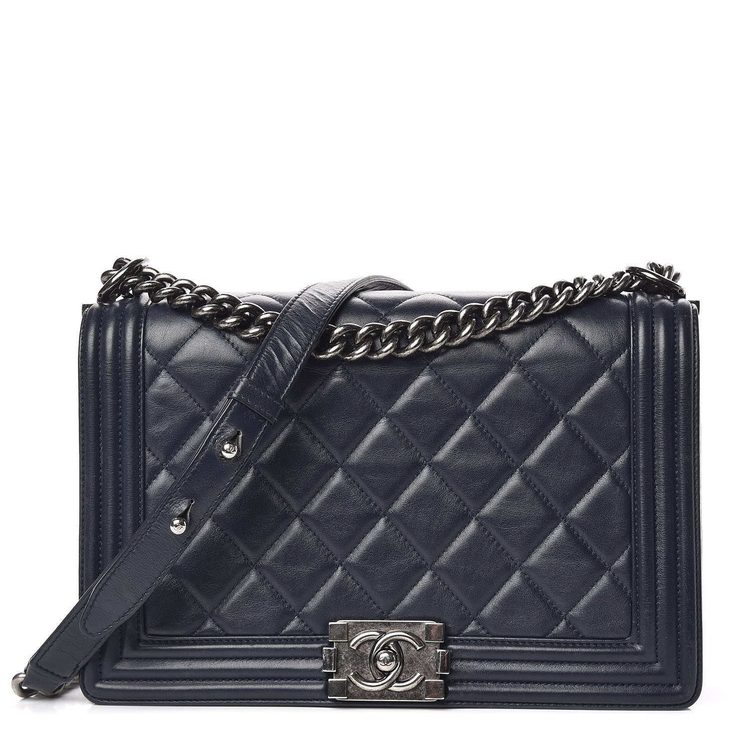 Chanel Lambskin Quilted New Medium Boy Flap Navy 1 of 15