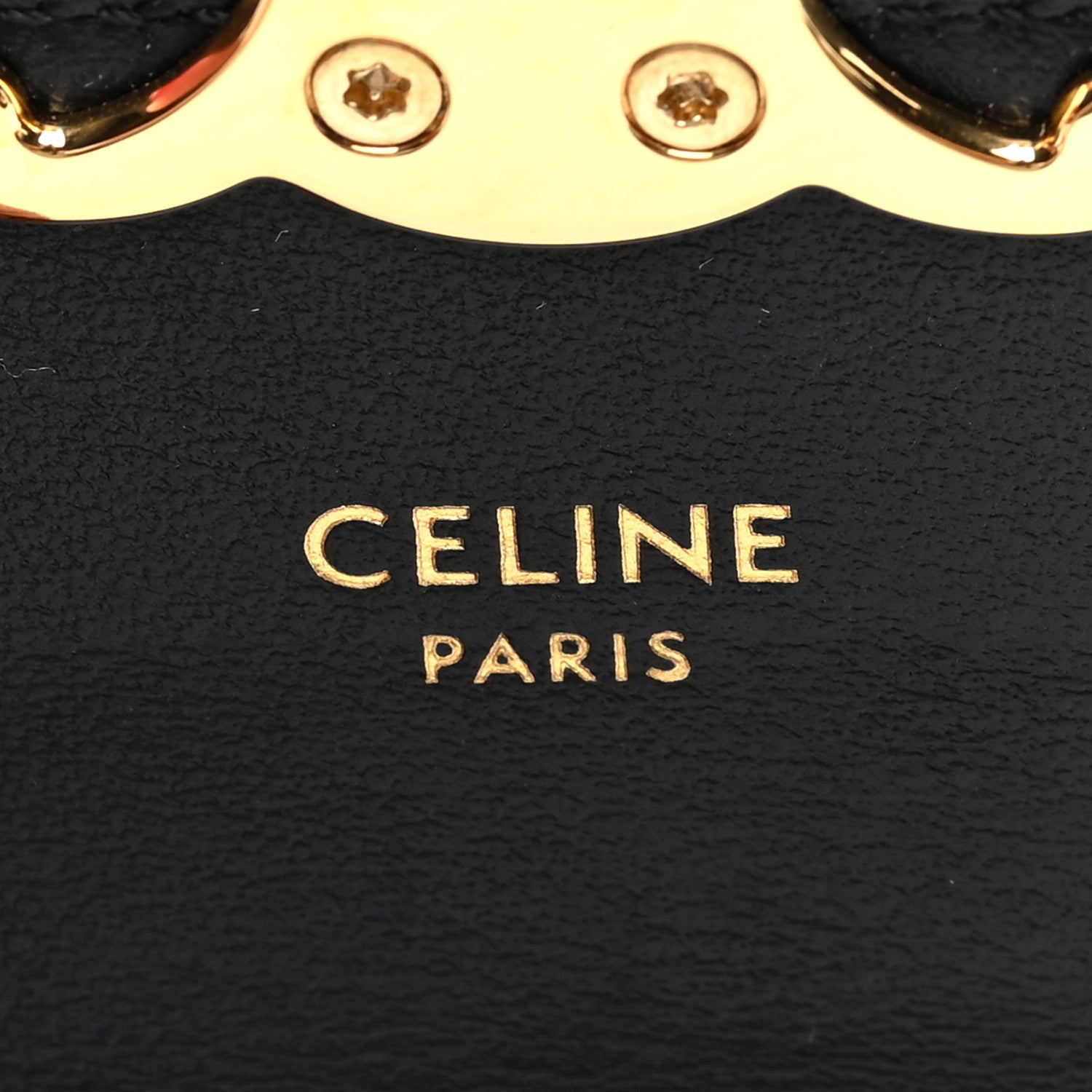 Celine Shiny Calfskin Triomphe Flap Card Holder Black 6 of 7