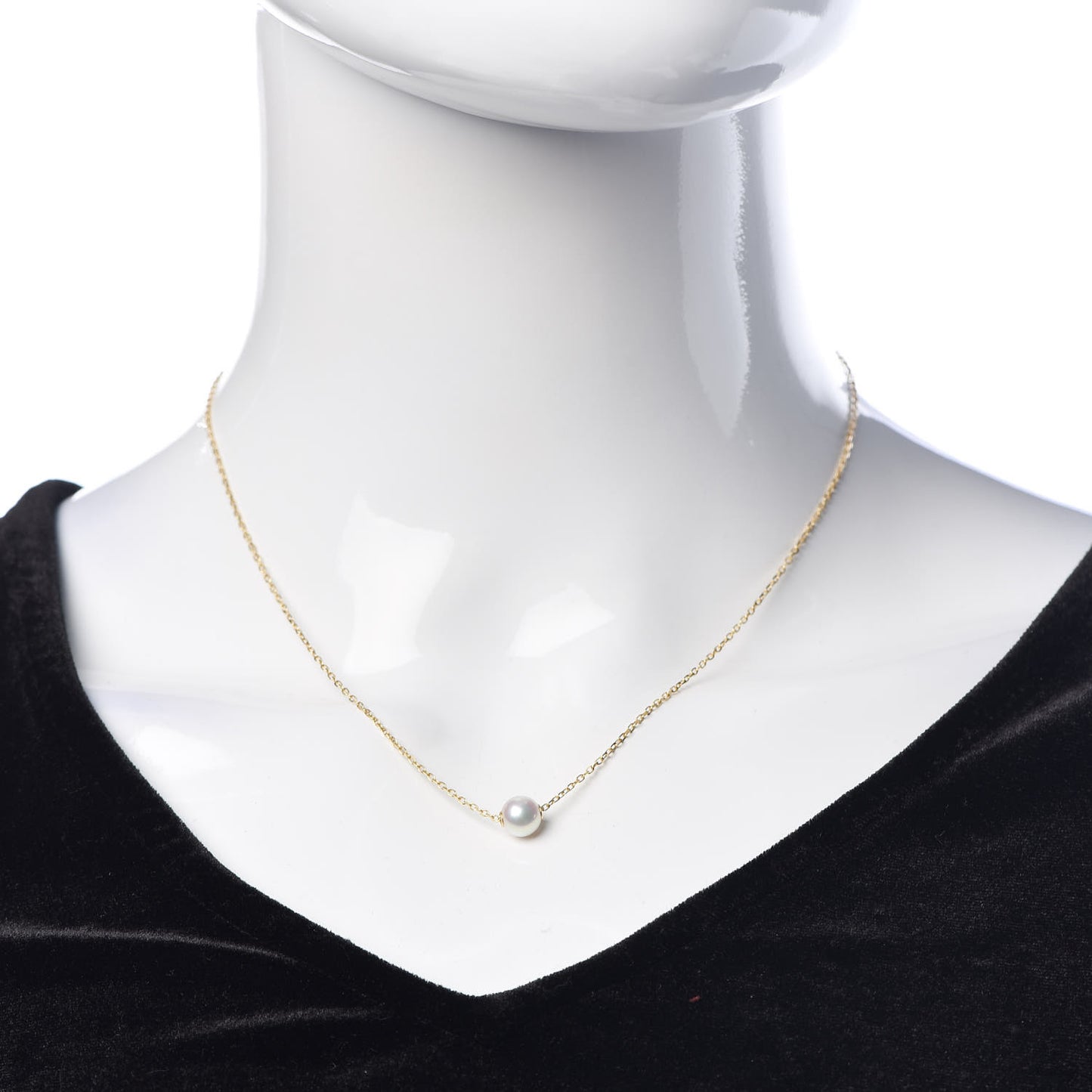 18K Yellow Gold Akoya Pearl 7mm Single Pendant Necklace