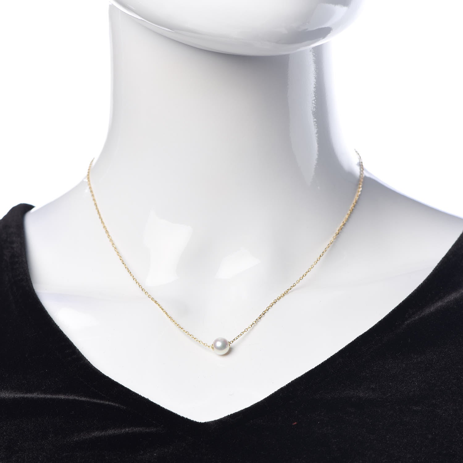 Mikimoto 18K Yellow Gold Akoya Pearl 7mm Single Pendant Necklace 2 of 6