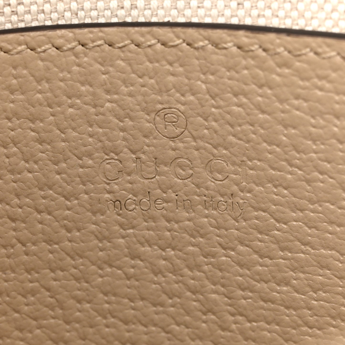 GG Supreme Monogram Textured Dollar Calfskin Web Mini Horsebit 1955 Shoulder Bag Beige Mystic White Oatmeal