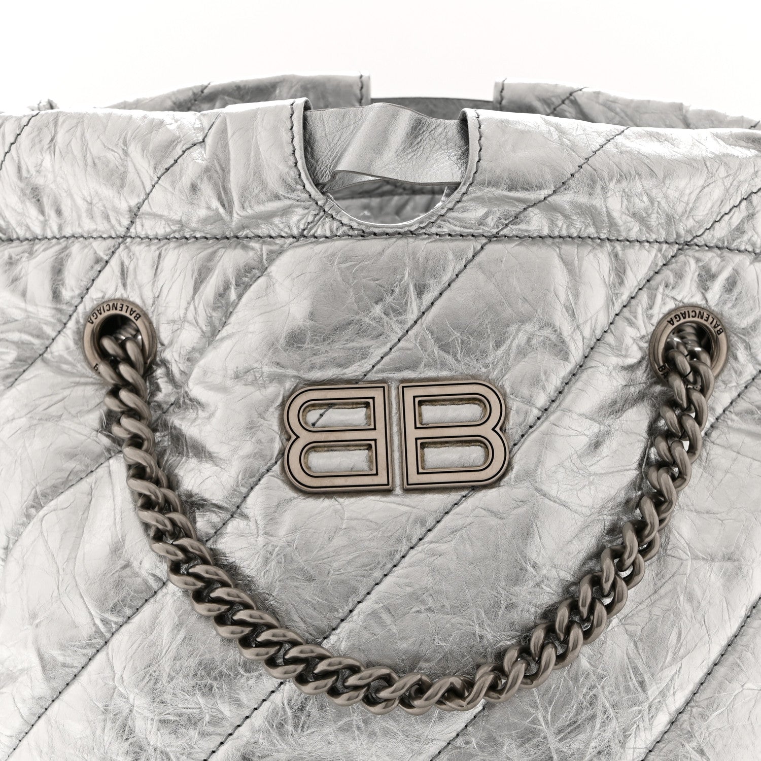Balenciaga Crushed Calfskin Quilted Crush Small Tote Bag Silver 8 of 10