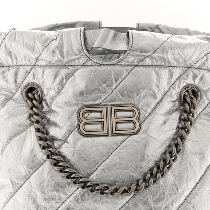 Balenciaga Crushed Calfskin Quilted Crush Small Tote Bag Silver 8 of 10