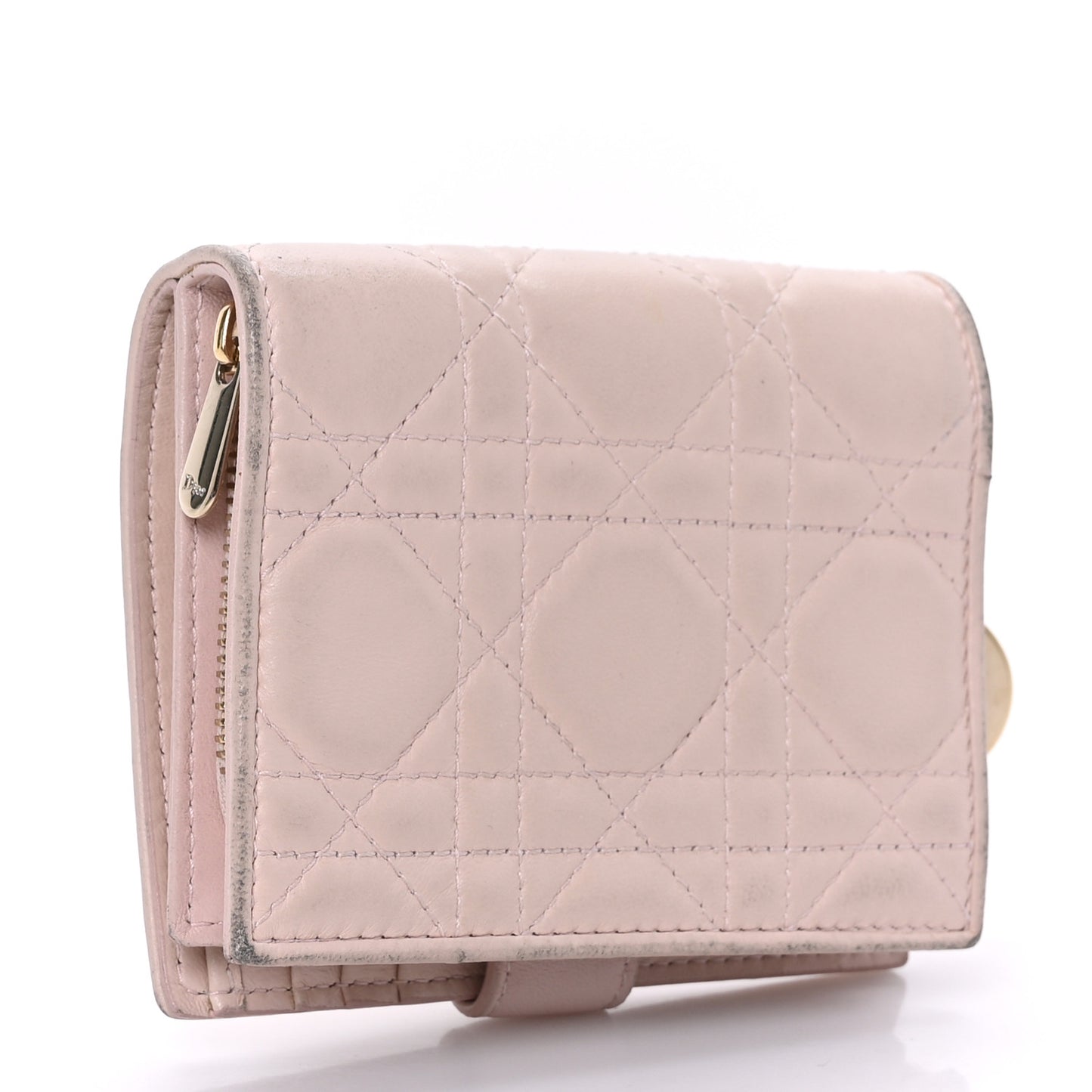 Lambskin Cannage Lady Dior Eden Wallet Light Pink