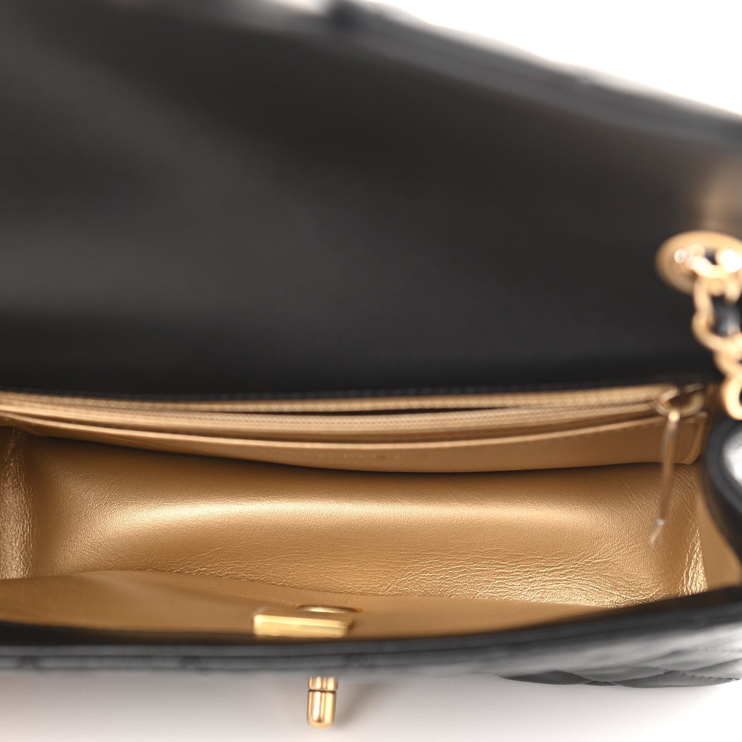 Lambskin Quilted Mini Rectangular Pearl Crush Flap Black