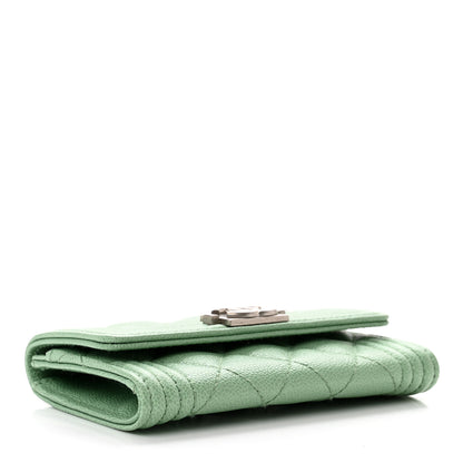 Chanel Caviar Quilted Boy Flap Card Holder Light Green 4 of 9