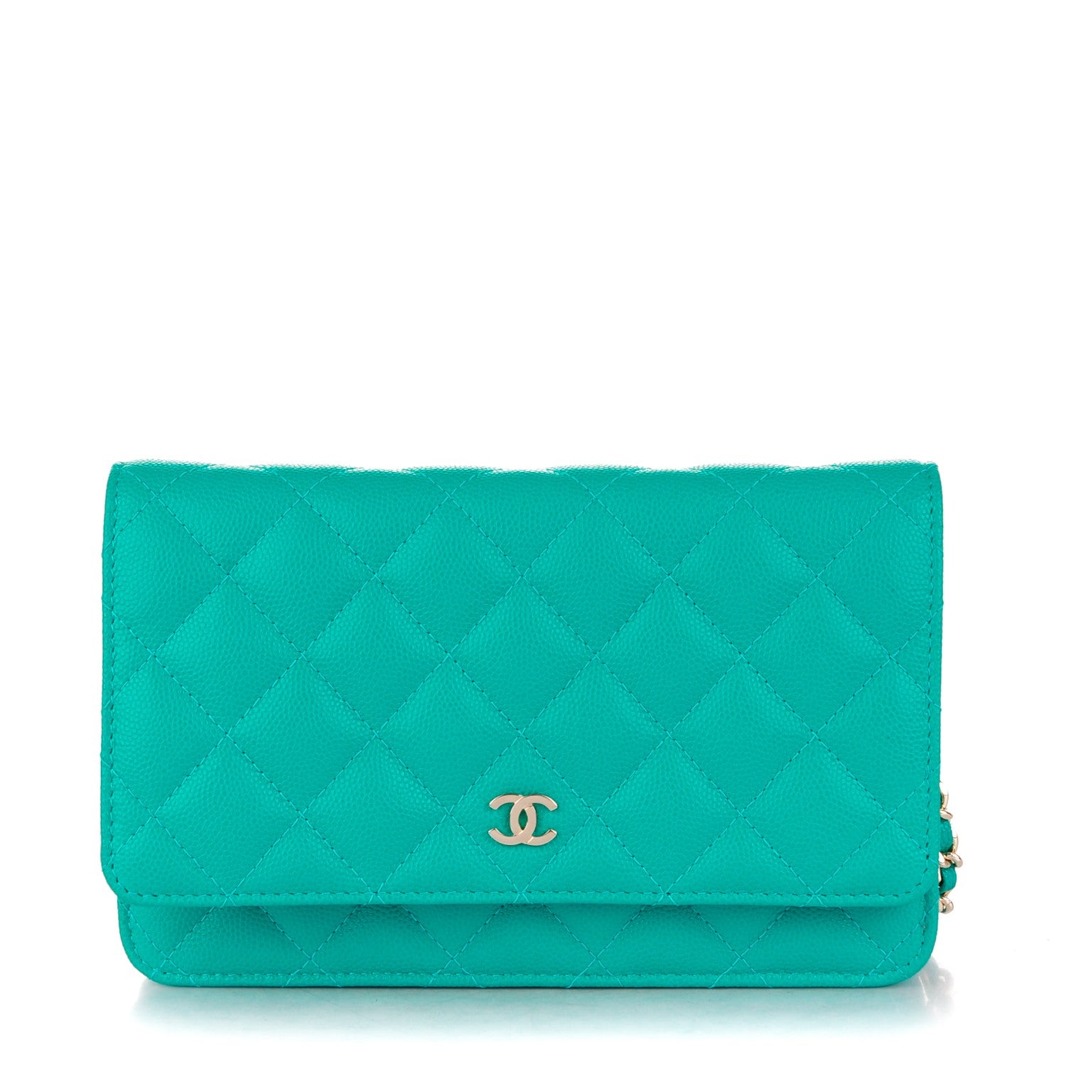 Chanel Caviar Quilted Wallet On Chain WOC Turquoise 1 of 8