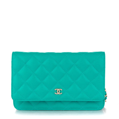 Chanel Caviar Quilted Wallet On Chain WOC Turquoise 1 of 8