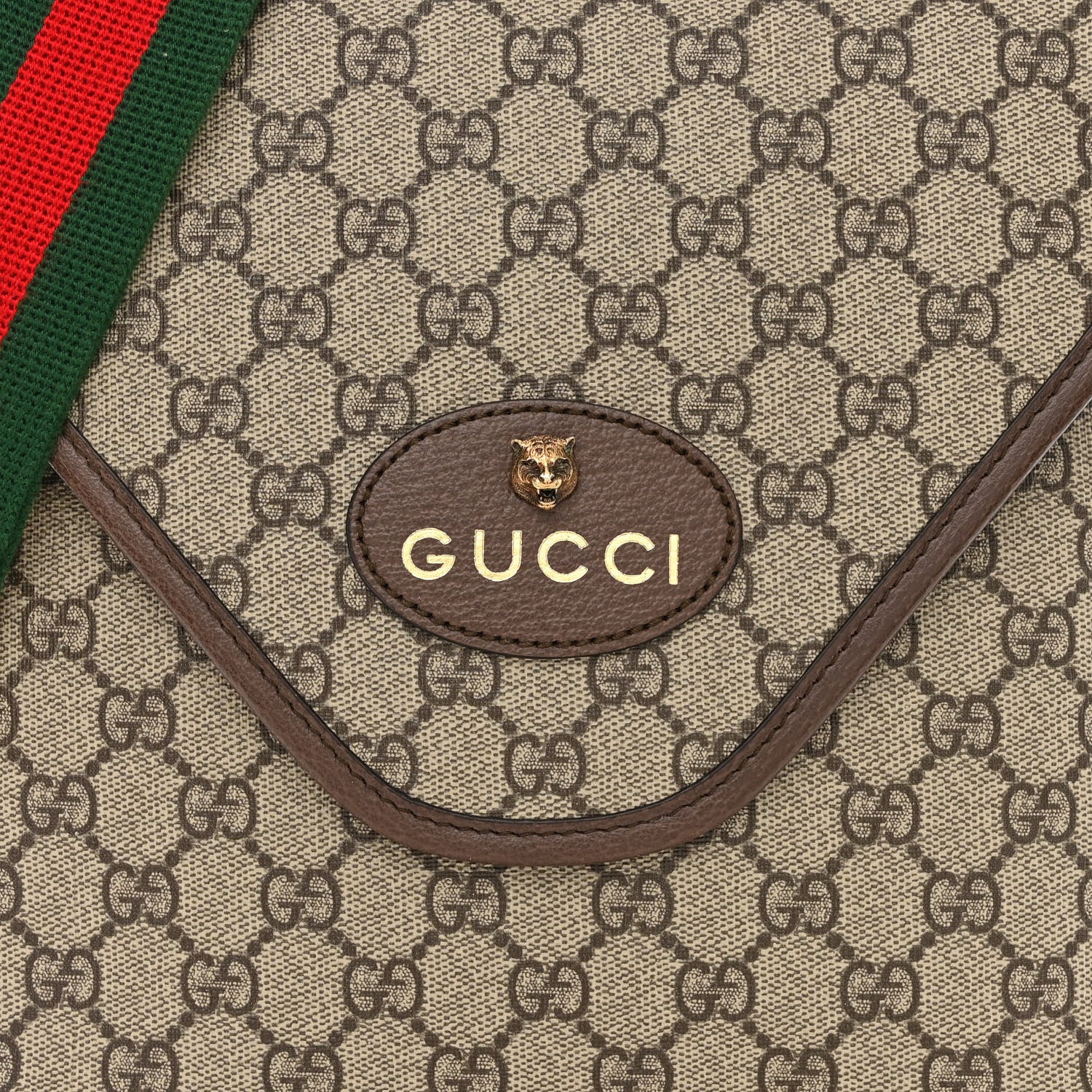 Gucci GG Supreme Monogram Web Medium Neo Vintage Flap Messenger Bag Beige New Acero 8 of 11