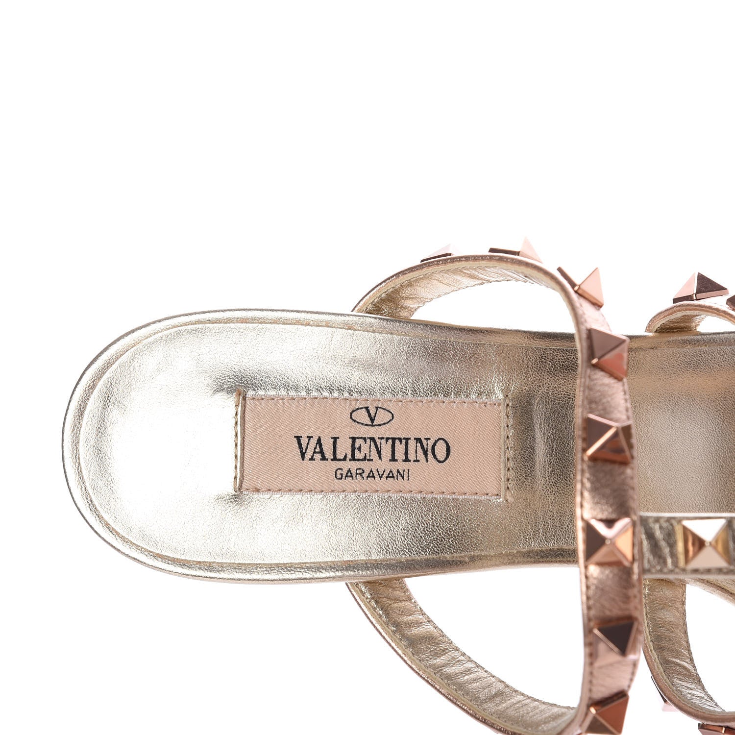 Valentino Garavani Metallic Nappa Rockstud 60mm Caged Slide Sandals 37 Rame Sahara 7 of 10