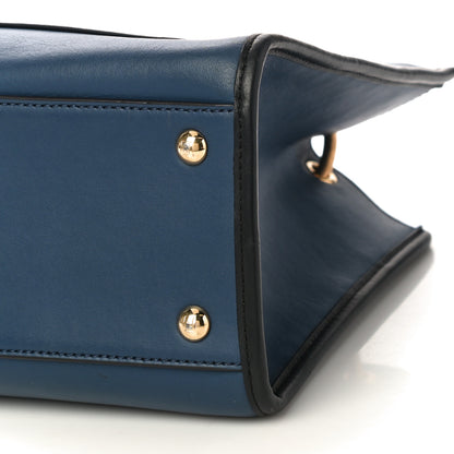 Fendi Vitello Century Opaco F is Fendi Bi-Color Small Runaway Satchel Blu Scuro Black 9 of 13
