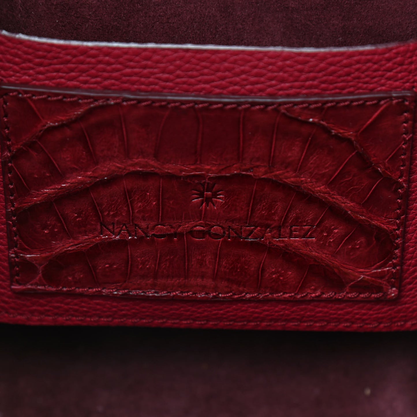Calfskin Crocodile Mini Cristie Satchel Dark Pink