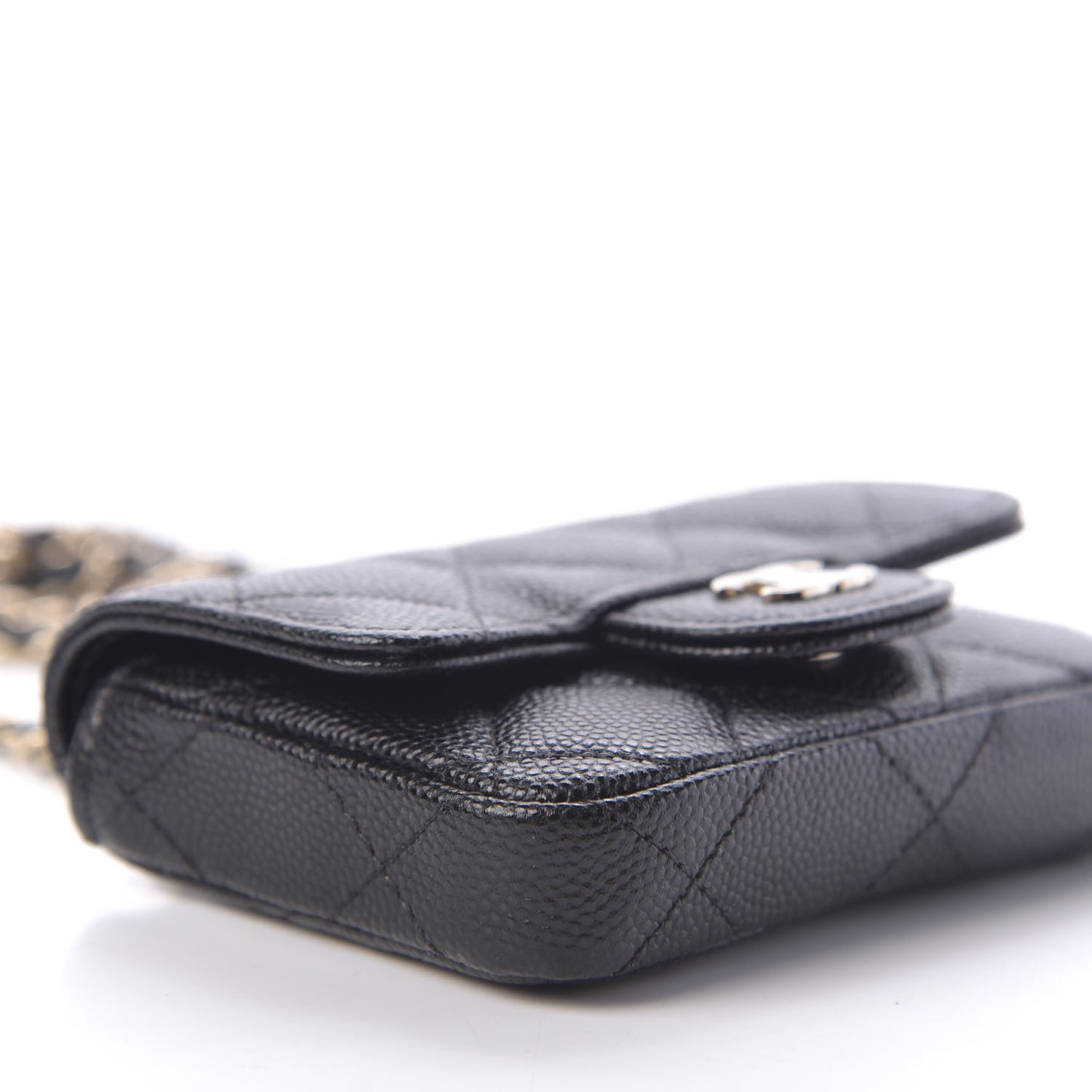 Caviar Quilted Mini Chain Belt Bag Black