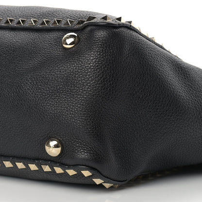 Valentino Garavani Pebbled Calfskin Medium Rockstud Tote Black 7 of 7