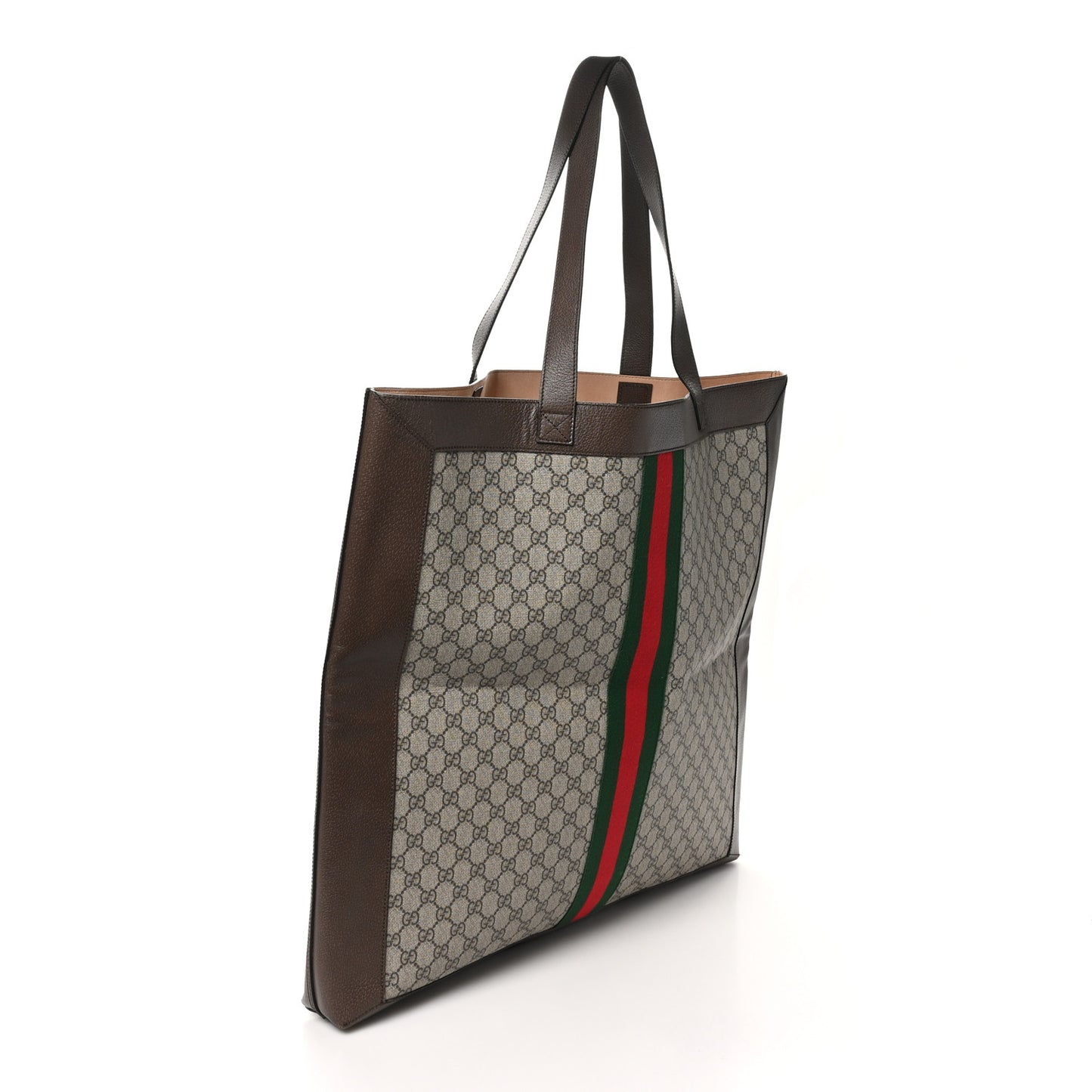 GG Supreme Monogram Web Maxi Ophidia Vertical Shopping Tote Brown