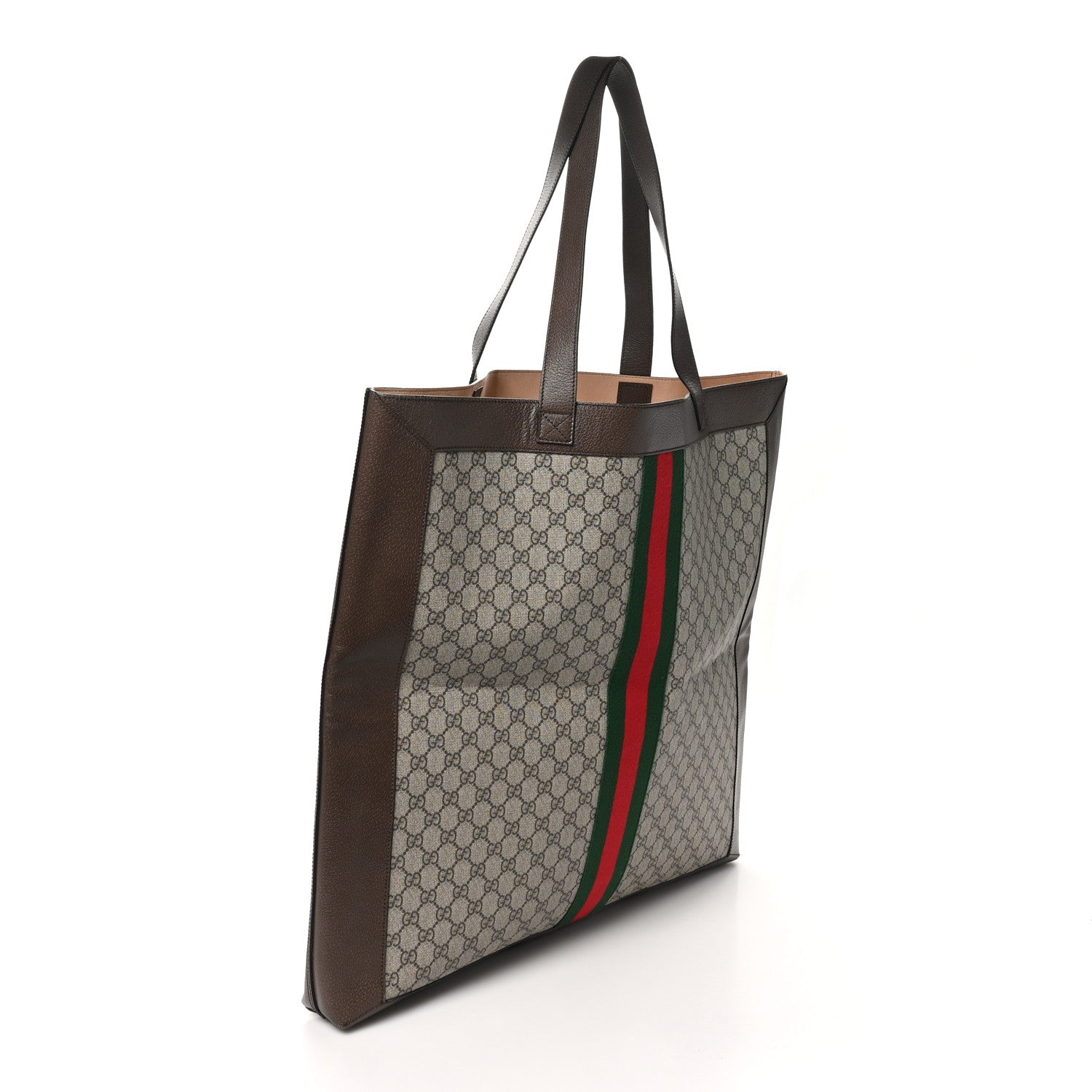 Gucci GG Supreme Monogram Web Maxi Ophidia Vertical Shopping Tote Brown 4 of 11