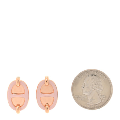 Hermes Enamel Mini Maillon Earrings Rose Candeur 2 of 5