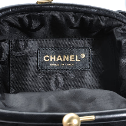 Chanel Satin Pleated Evening Clutch Bag Black 6 of 7