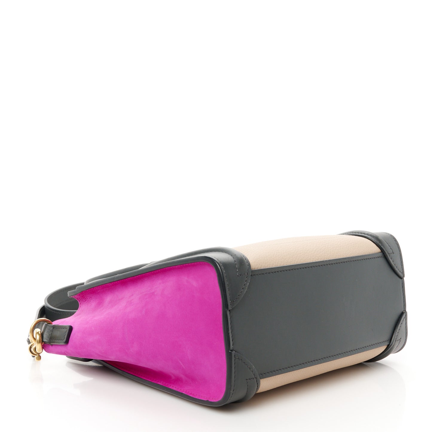 Baby Grained Calfskin Nubuck Nano Tri-Color Luggage Fuchsia