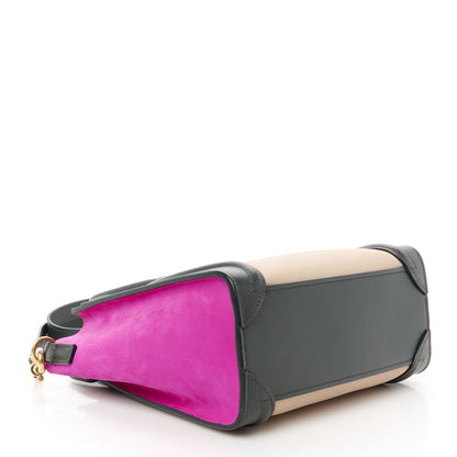 Celine Baby Grained Calfskin Nubuck Nano Tri-Color Luggage Fuchsia 4 of 11