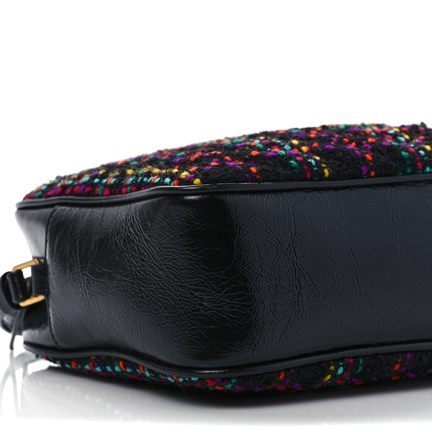 Tweed Calfskin Monogram Lou Camera Bag Black