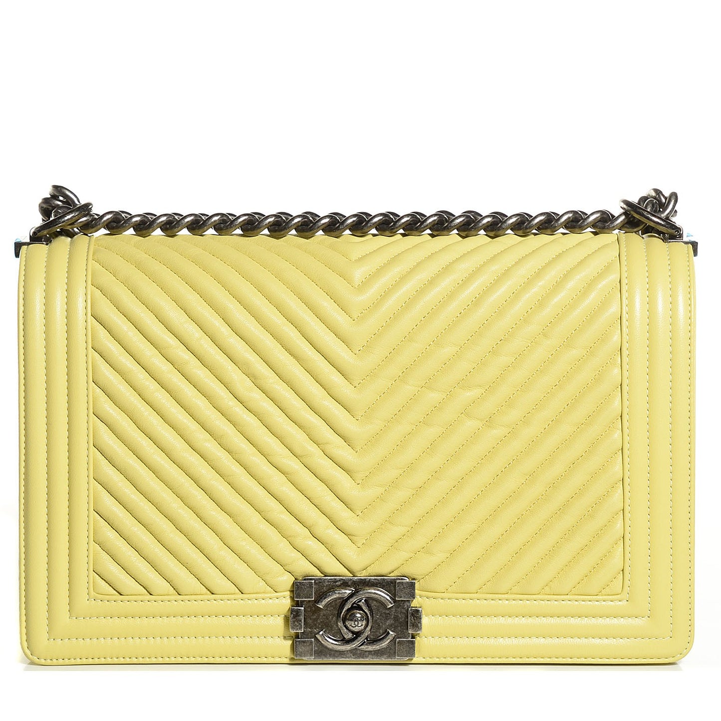Wrinkled Lambskin Chevron New Medium Boy Flap Yellow