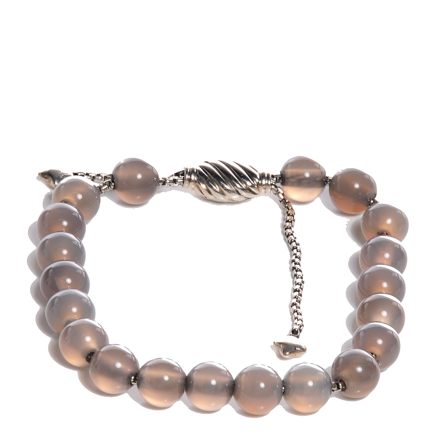 David Yurman Sterling Silver Moonstone Spiritual Beads 8mm Bracelet Grey 4 of 5
