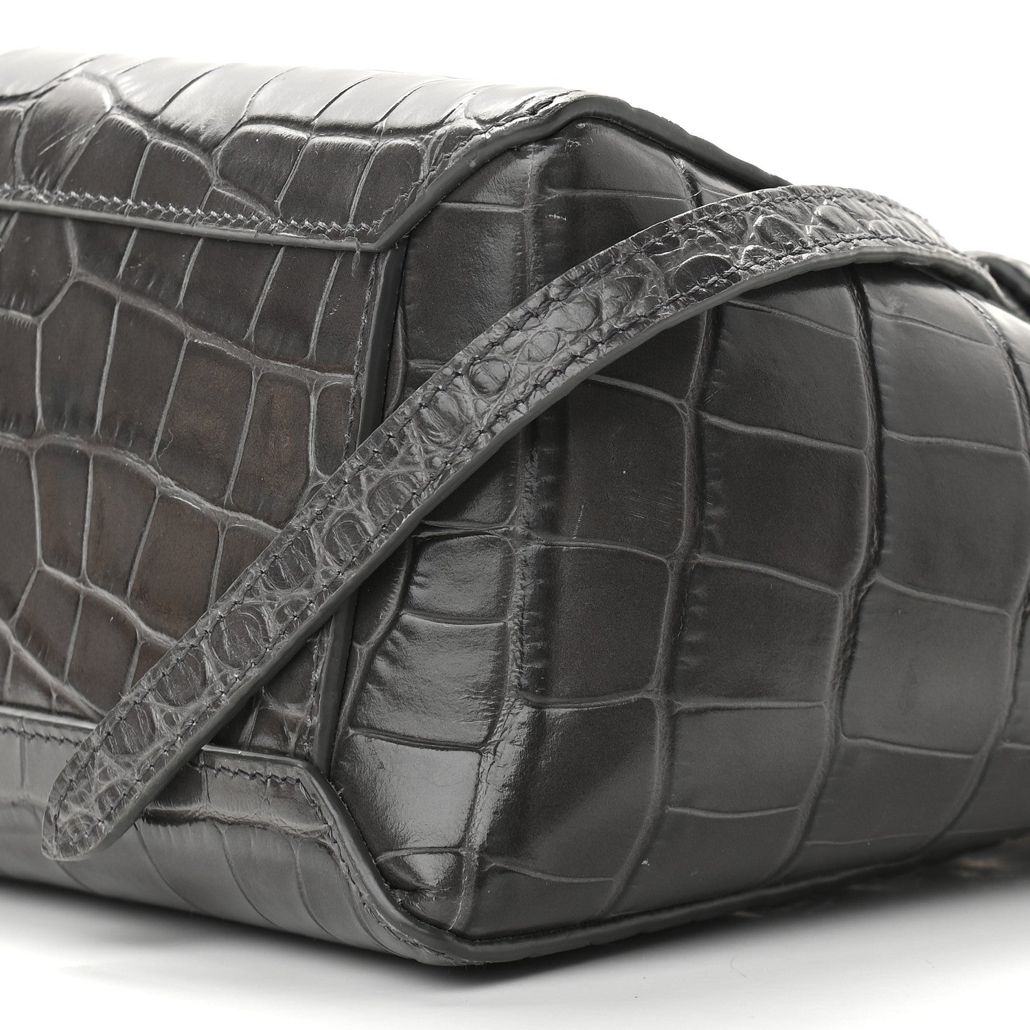 Celine Calfskin Crocodile Embossed Nano Belt Bag Grey 8 of 8