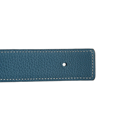 Hermes Togo Box 32mm Belt Strap 85 Black Blue Jean 8 of 9
