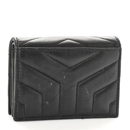 Saint Laurent Lambskin Y Quilted Monogram Loulou Flap Wallet Black 3 of 11