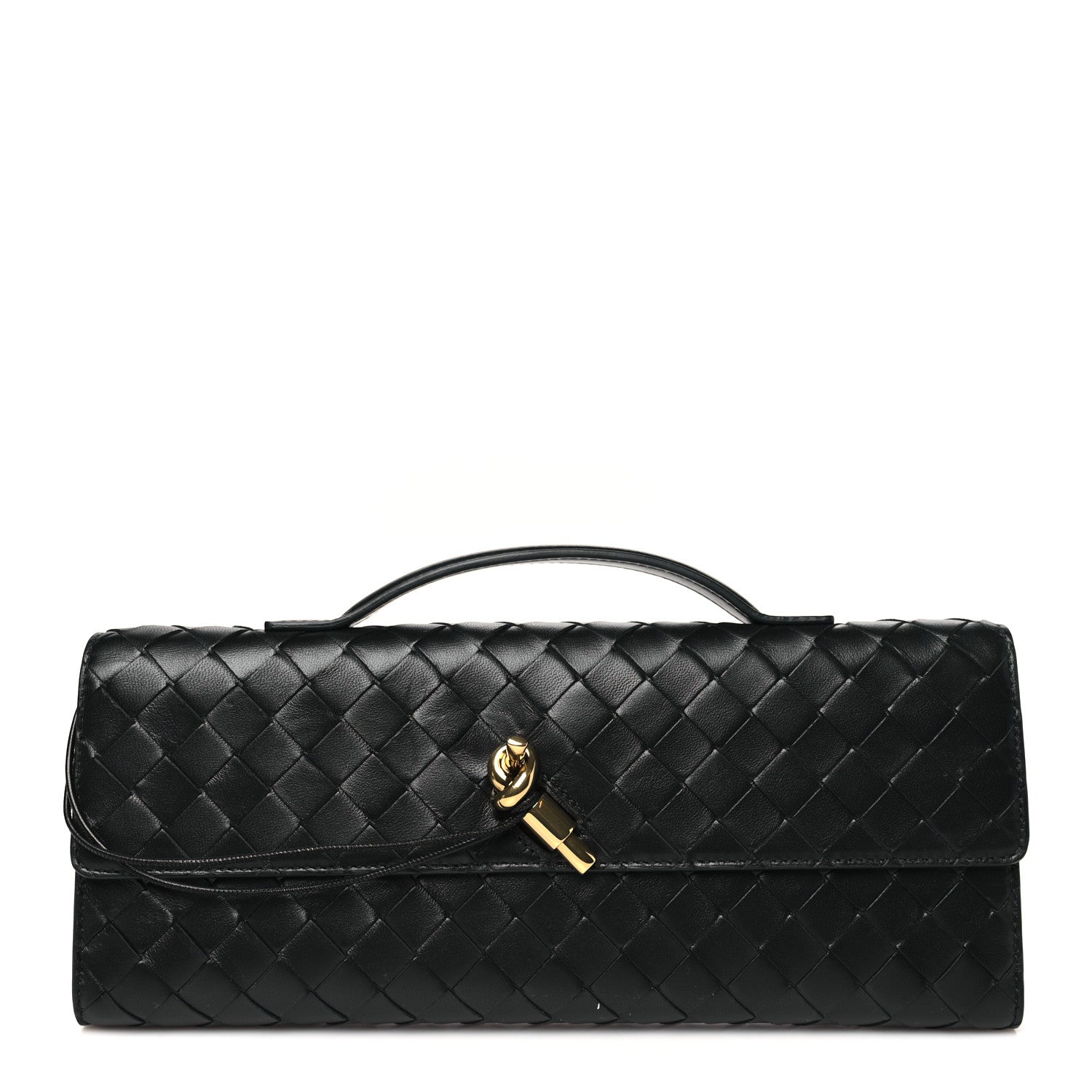 Bottega Veneta Nappa Intrecciato Long Andiamo Top Handle Clutch Black 1 of 7