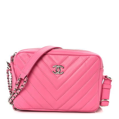 Chanel Lambskin Chevron Quilted Small Promenade Camera Case Pink 1 of 11