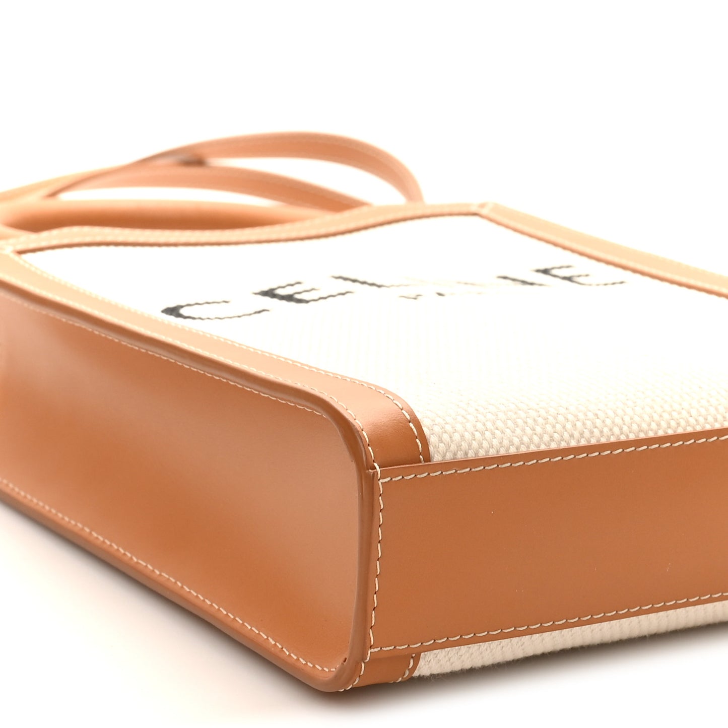 Canvas Calfskin Mini Vertical Cabas Natural Tan