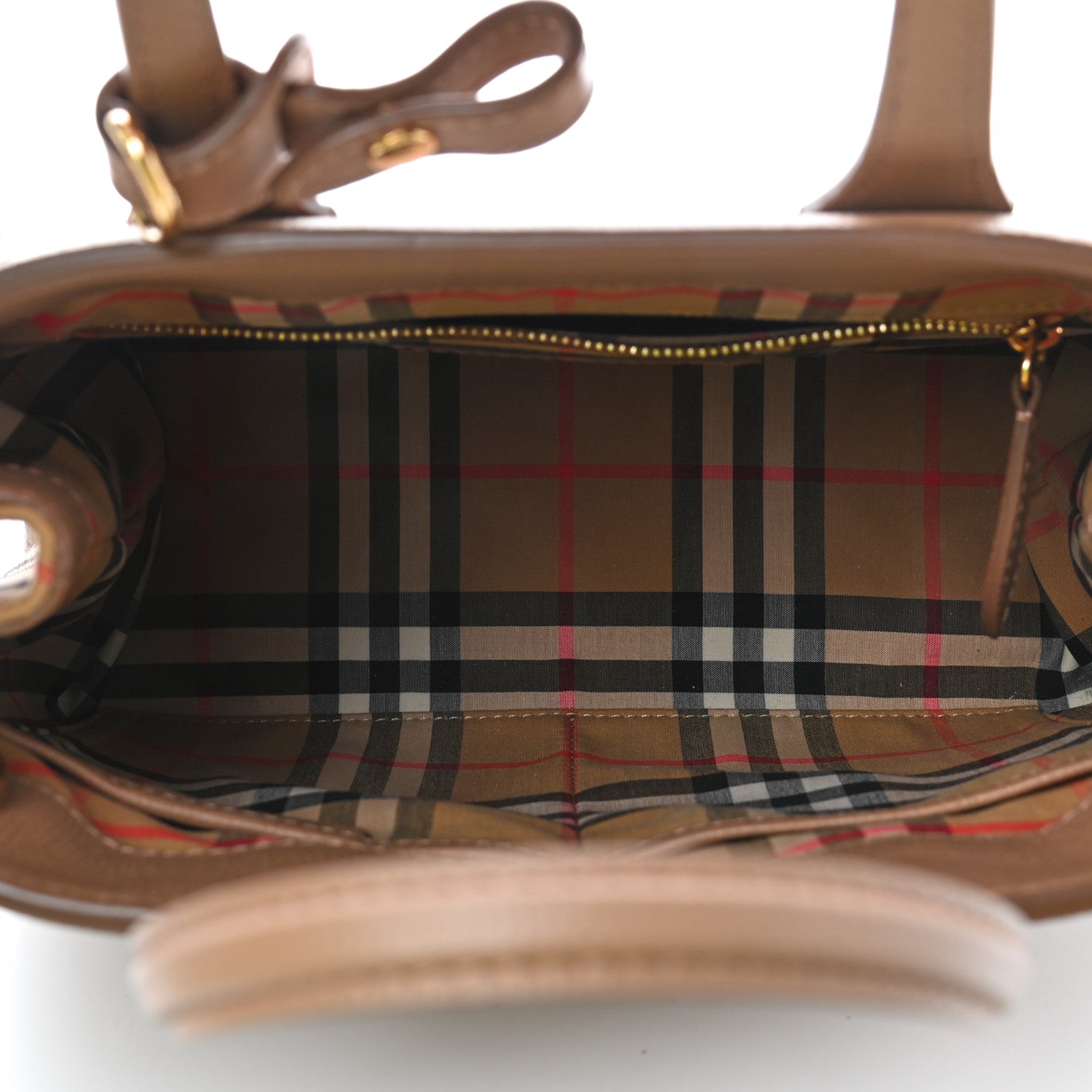 Burberry Derby Calfskin House Check Small Banner Tote Camel 4 of 4
