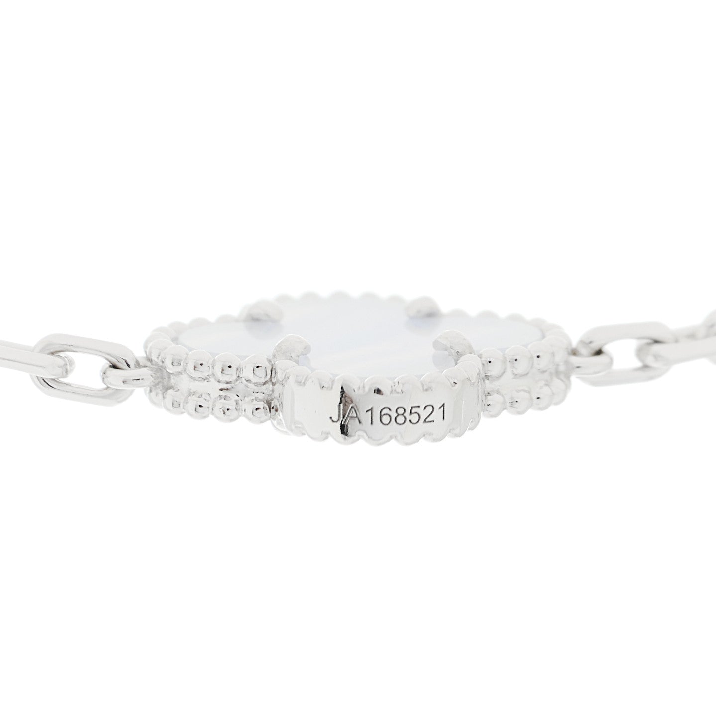Van Cleef & Arpels 18K White Gold Chalcedony 10 Motifs Vintage Alhambra Necklace 5 of 6