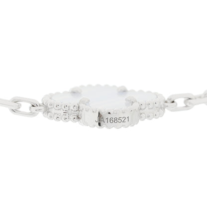 Van Cleef & Arpels 18K White Gold Chalcedony 10 Motifs Vintage Alhambra Necklace 5 of 6