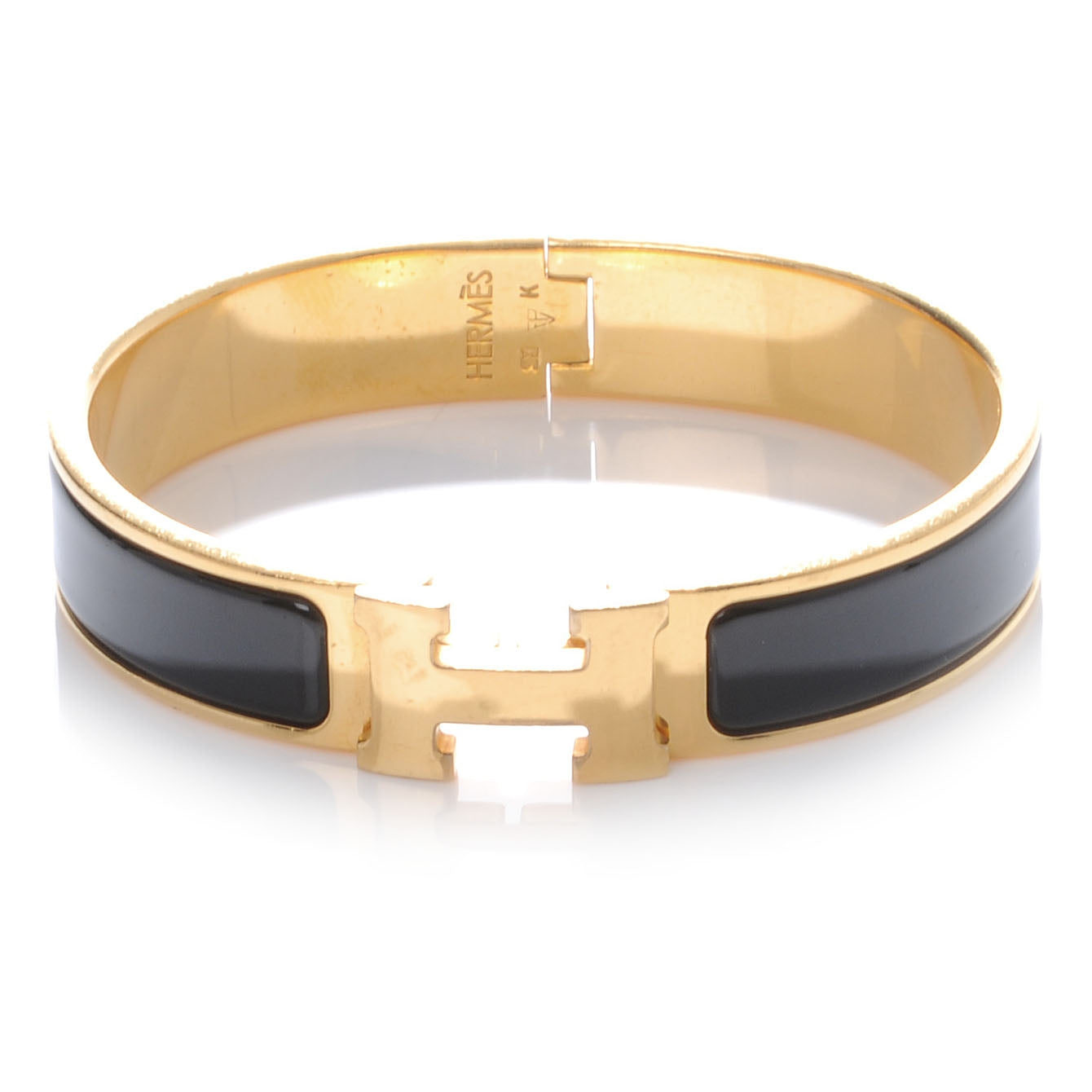 Enamel Narrow Clic Clac H Bracelet PM Black