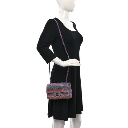 Chanel Tweed Quilted Mini Rectangular Flap Blue Pink Orange 2 of 9