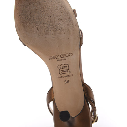Jimmy Choo Metallic Calfskin India Sandals 38 Bronze 6 of 10