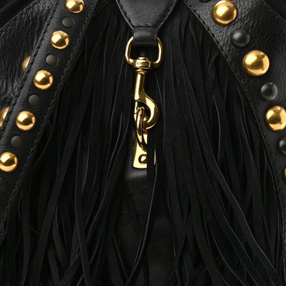 Gucci Calfskin Suede Fringe Babouska Hobo Black 8 of 10