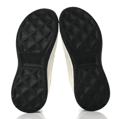 Chanel Velvet Calfskin Mixed Fibers CC Sneakers 36 Ivory Black 5 of 9